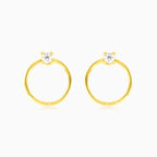 Circle with cubic zirconia yellow gold earrings