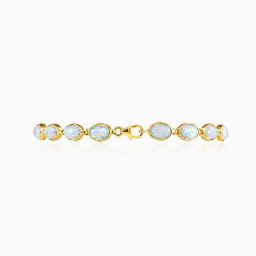White Opal Yellow Gold Bracelet