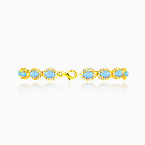 Bracelet en or jaune avec opale bleu royal