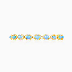 Bracelet en or jaune avec opale bleu royal