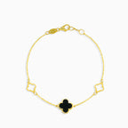 Bracelet en or avec trèfle en onyx noir