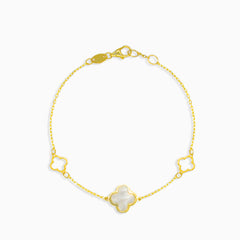 Gold-Armband mit Mutterperlen-Kleeblatt