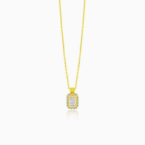 Luxury royal gold necklace soliter with cubic zirconia