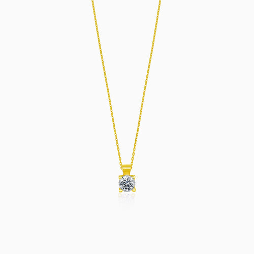 Elegante Gold-Solitärr-Halskette mit einem größeren Zirkonia