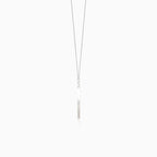 Minimalist white gold necklace with a long plate pendant
