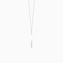Minimalist white gold necklace with a long plate pendant