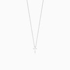 Minimalist white gold necklace with a cross