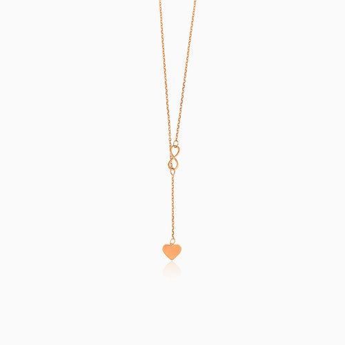 Unique rose gold heart and infinity necklace
