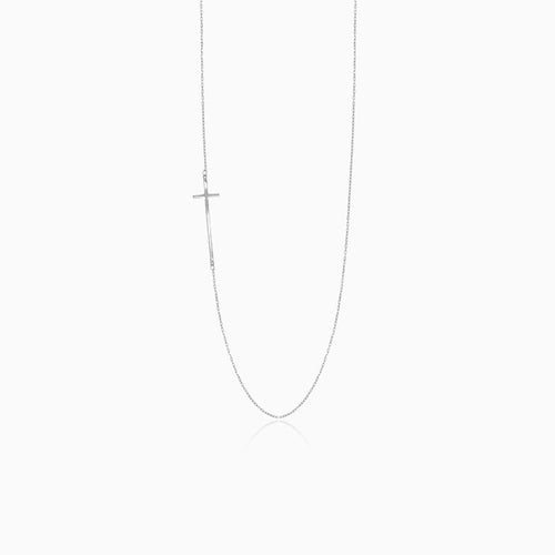 Delikates Collier aus Weißgold mit einem Kreuz