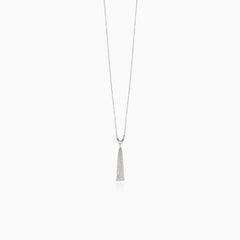 A long white gold V necklace
