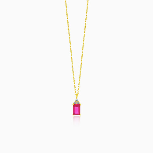 Eine wunderschöne Goldkette mit synthetischem Rubin-Anhänger