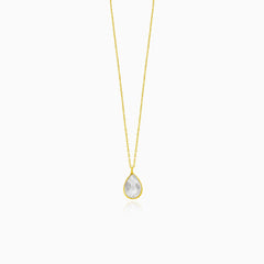 Gold necklace with pear cut zircon
