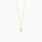 Fine gold drop-shaped necklace with pink quartz