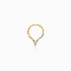 Elegantes Hoop-Piercing mit V-Ende und Zirkonia