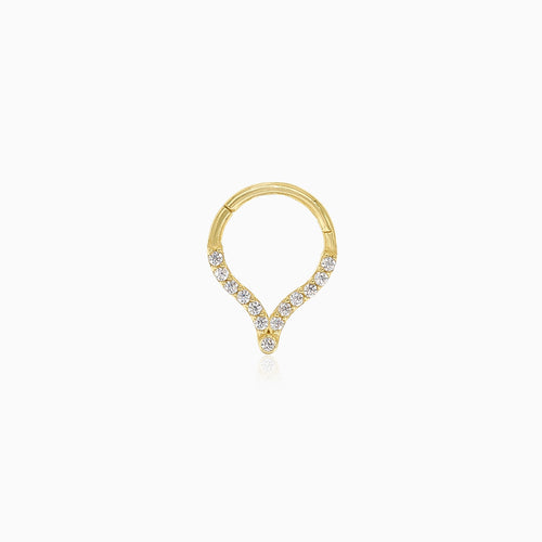 Elegantes Hoop-Piercing mit V-Ende und Zirkonia