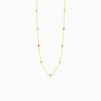Gold necklace with multicolor stones