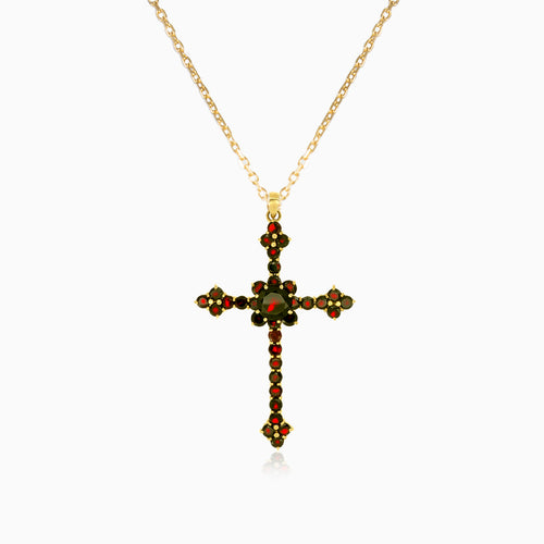 Pendentif croix élégant en grenat