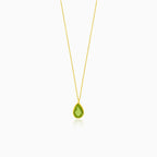 Fine gold drop-shaped necklace with moldavite