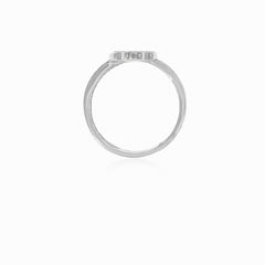 Pearl and cubic zirconia silver ring