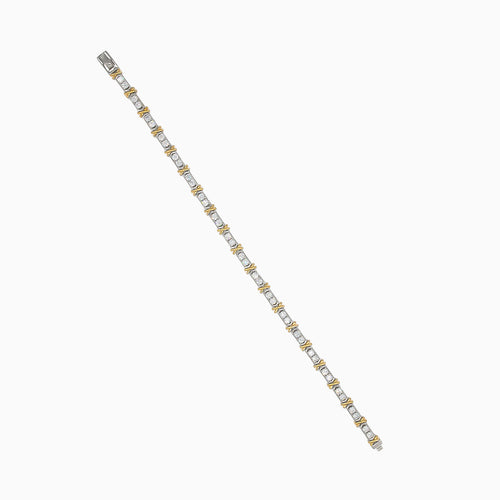 Bracelet tennis en argent avec maillons plaqués or