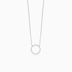 Collar de plata con círculo de circonita cúbica