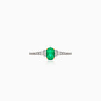 Gelb- und Weißgold Ring mit Diamanten und Smaragd