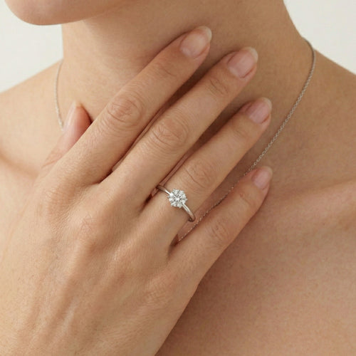 Anillo de compromiso clásico blanco