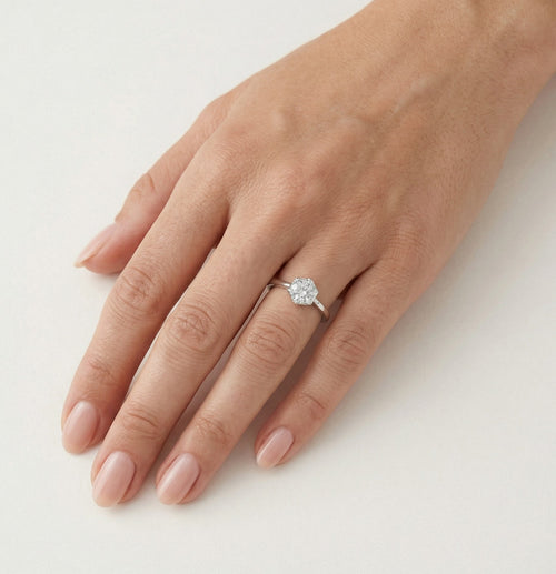 Silberring mit Sechseck-Design