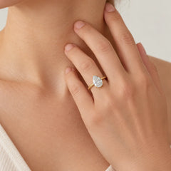 Yellow Gold Pear-Cut Lab-Grown Diamond Lotus Engagement Ring