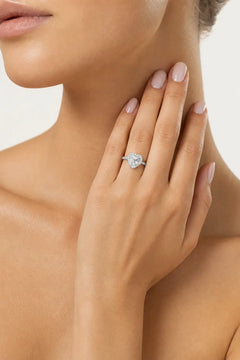 Sterling Silver Heart Halo Ring