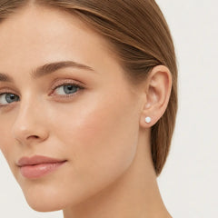 Sterling Silver White Opal Stud Earrings