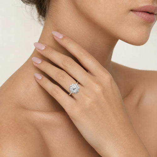 Sterling Silver Oval Halo Ring