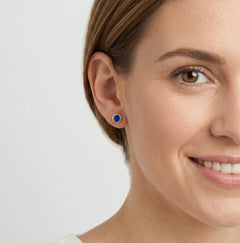 Blaue Saphir-Steckerohrringe aus Gelbgold