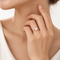 Rose Gold Rectangular Diamond Engagement Ring