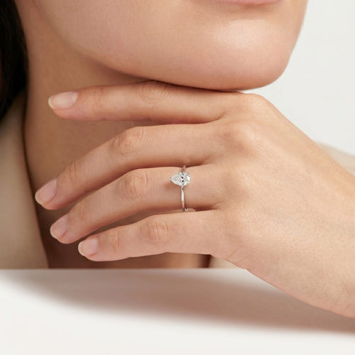 Pear Shape Diamond Engagement Ring in White Gold