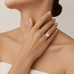 White Gold Freshwater Pearl Halo Ring