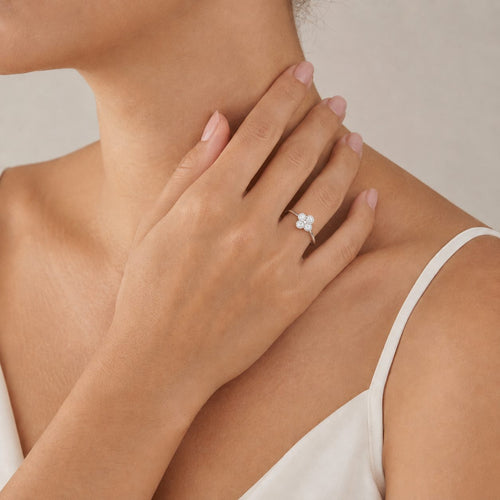 White Gold Diamond Clover Ring