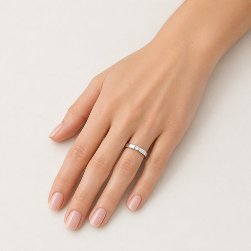 Modern Tension Set Diamond Ring