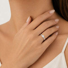 Solitaire Luster Diamond Ring With Princess Cut Channel Set Diamonds