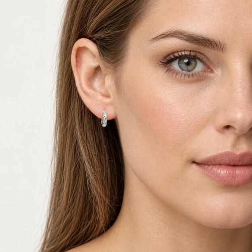 Decorative Sterling Silver Hoop Earrings