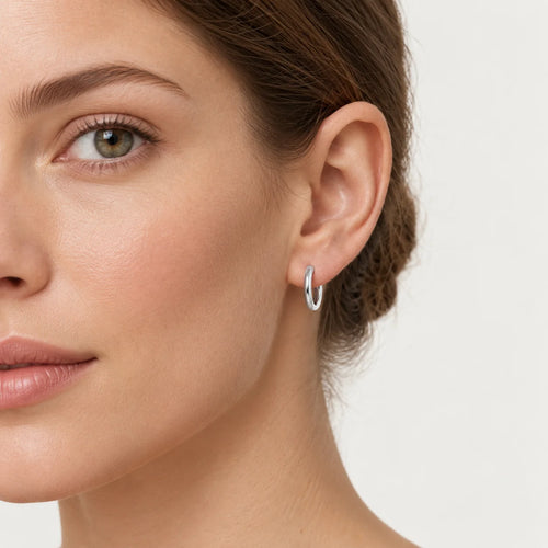 Sterling Silver Hoop Earrings with a Mirror Shine