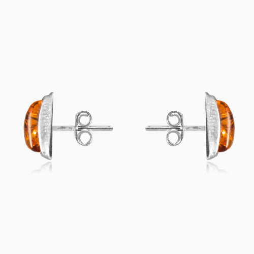 Quadratische Ohrstecker aus Honigbernstein
