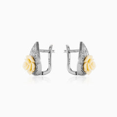 White rose earrings