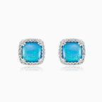 Clous d’oreilles en opale bleu royal