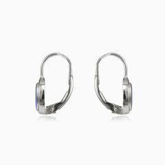 Boucles d’oreilles ovales en opale bleue simples avec fermoir à levier