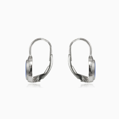 Boucles d’oreilles ovales en opale bleue simples avec fermoir à levier