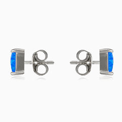 Square blue opal studs