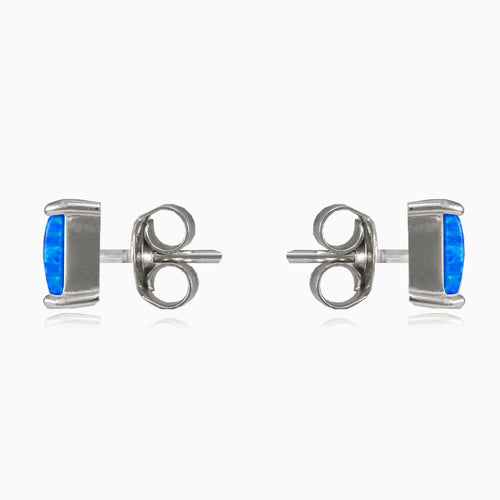 Square blue opal studs