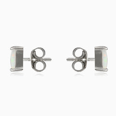 Square white opal studs