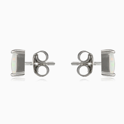 Square white opal studs